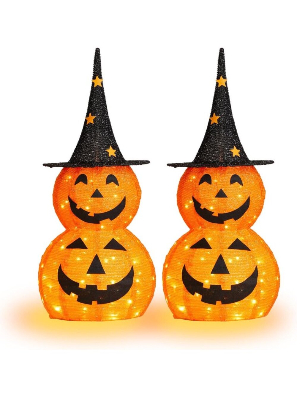 3FT Lighted Halloween Pumpkin Decorations - Collapsible Outdoor Decor, 2 Pack